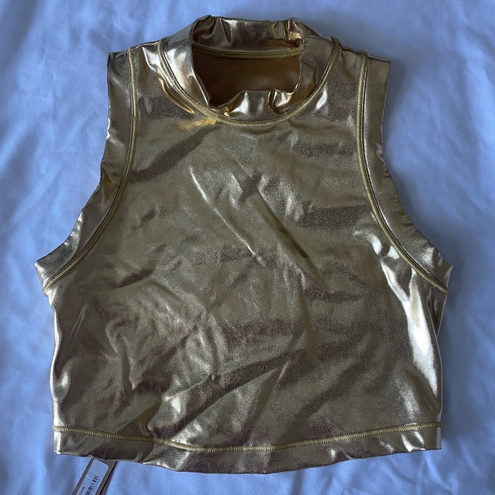Skims gold mock neck swim top